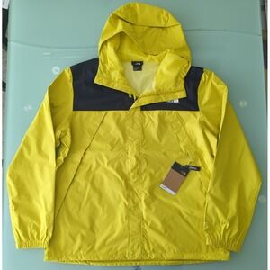 The North Face Antora Dryvent Waterproof Rain Jacket TNF Black Acid Yellow Sz XL